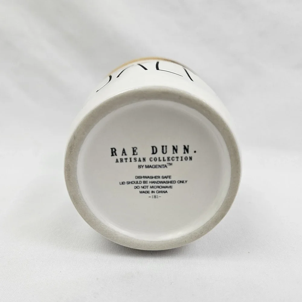 Rae Dunn Ceramic Salt Cellar Canister with Wooden Lid Farmhouse Decor White
